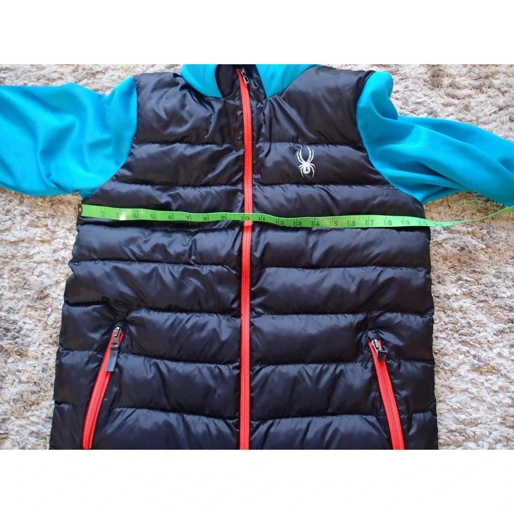 Spyder Hybrid Puffer Jacket Youth XXL Blue Black Excellent Full Zip Hooded